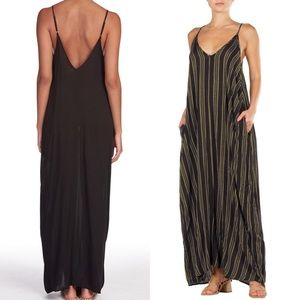 Elan Loose Fit Floor-Length Boho Maxi Dress Strappy Caftan with Pockets